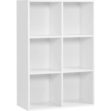Brf Store A2TOPTAN Vasagle 6 Bölmeli Kitaplık, Ahşap Raf, Küp Raf, Depolama Rafı, 65,5 x 97,5 x 30 Cm, Beyaz,