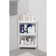 Brf Store A2TOPTAN 3 Katlı Üçgen Plastik Beyaz Banyo Mutfak Rafı MIT1059