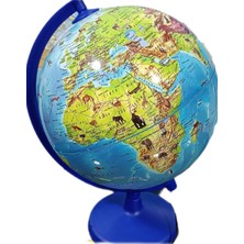 Brf Store A2TOPTAN Dünya Küresi Işıksız Hayvan Figürlü 20 cm Çap,31 cm Yükseklik Eğitici Dekoratif Yer Küre At