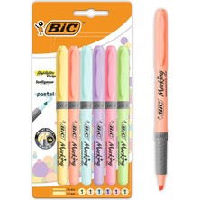 Brf Store A2TOPTAN Bıc Intensity Highlighter Grip Pastel Marker Fosforlu Kalem 6'lı Blister, Su Bazlı Mürekkep