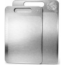 Brf Store A2TOPTAN Shghome 2'li Paslanmaz Çelik Kesme/doğrama Tahtası Seti (Büyük Boy 23X34 cm ve Küçük Boy 20
