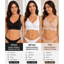 Daisy Tasarım Kadın Önden Düğmeli Dikişsiz Toparlayıcı Sütyen – Pedli Telsiz Günlük Konfor Iç Giyim – Siyah / Beyaz / Ten – M/l & Xl/xxl