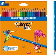 Brf Store A2TOPTAN Bıc Kids Tropicolors Kuru Boya Kalemi 24 Renk, Kıymık Oluşturmaz, Ağaç Kesilmeden Üretilmiş