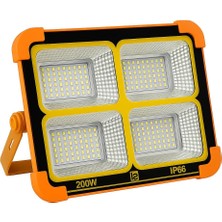 Brf Store A2TOPTAN 200W Güneş Enerjili Portatif Solar LED Projektör | IP66 Su Geçirmez, 4 Işık Modu, 2200 Lüme