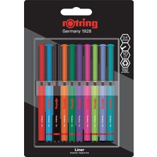Brf Store A2TOPTAN Rotring Fineliner, Ince Keçe Uçlu Kalem 0.4 Mm, 10'lu Paket, Karışık Renkler