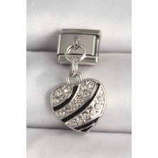 Lizbon Center 316L Çelik Gümüş Renk Zirkon Taşlı Kalp Model Nomination Charm 5886 - HBSBLC1795-9027