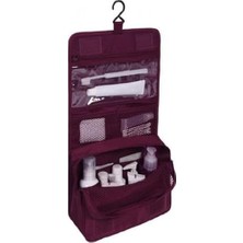 Brf Store A2TOPTAN Ecoform Su Geçirmez Organizer Askılı Seyahat Kozmetik Makyaj Çantası Bordo Düz