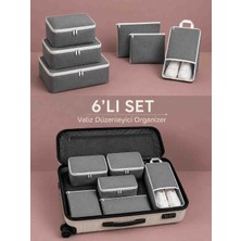 Melisa Tekstil Valiz Düzenleyici Organizer 6'lı Set Bavul Içi Düzenleyici Gri