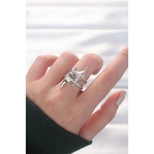 Lizbon Center Yıldız Model Silver Renk Ayarlanabilir Yüzük 5886 - HBSBLC7433-3002