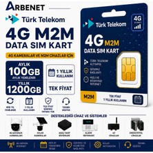 Türk Telekom 4g Data Sim Kart Aylık 100GB Yıllık 1200GB Internet Tüm 4g Cihazlarla Uyumlu M2M