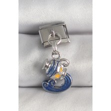 Lizbon Center 316L Çelik Gümüş Renk Sallantı Kova Burç Model Nomination Charm 5886 - HBSBLC9833-8146