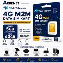 Türk Telekom 4g Data Sim Kart Aylık 5gb Yıllık 60GB Internet Tüm 4g Cihazlarla Uyumlu M2M