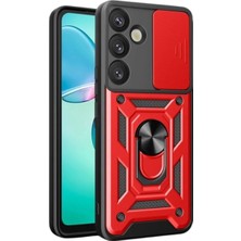 Eco Port Samsung Galaxy S25 Plus Kılıf Pars Lens Yüzüklü Silikon - Kırmızı
