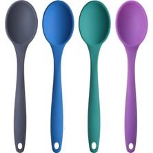 Zemira Büyük Boy Kaşık Seti, Yanmaz Yapışmaz, Çok Renkli - Antrasit, Mavi, Yeşil, Mor - 27 Cm, 4 A