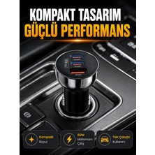 Belle Fusion Mey Ithalat® 60W Araç Içi Hızlı Şarj Adaptörü Çift Usb-C Pd ve Usb-A Qc3.0