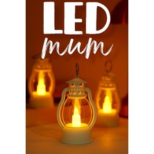 Zemira 3 Adet LED Mum Mini Kamp Tipi Pil Dahil Dumansız Ledli Yapay Dekoratif Mum Işığı Beyaz PT430