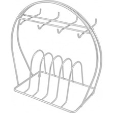 Zemira 6’lı Fincan Askılığı – Metal Tabak Fincan Düzenleyici Stand, Paslanmaz, Şık Kullanışlı Mutfak