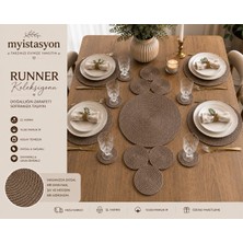 Myistasyon Jüt, Hasır, Dekoratif Masa Örtüsü, Runner, Amerikan Servis, Sehpa Örtüsü 85X37
