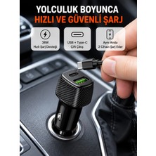 Motto Ticaret Mey Ithalat® Kompakt Tasarımlı Type-C + USB Girişli Araç Şarj Başlığı