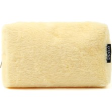 Zemira Sarı SHK244 Peluş Kumaş Fermuarlı Tek Bölmeli Seyahat Makyaj Çantası