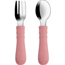 Zemira Saplı Paslanmaz Çelik Bebek Kaşık Çatal Seti (Pembe)