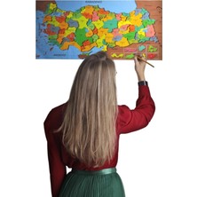 Zemira Renkli Türkiye Haritası Yapıştırıcı Gerektirmeyen Duvar Stickerı 118 cm * 56 cm