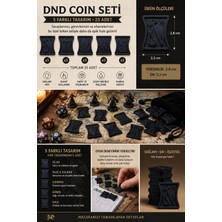 Major Hobi Dnd Coin Token Seti 25 Parça 5 Farklı Tasarım Masaüstü Rol Yapma Oyunu Oyun Jetonları