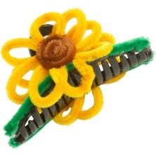 Bijuteri Net Çiçek Tüylü Mandal Toka 11 cm