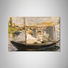 Ahsenico Claude Monet Stüdyo Teknesinde (1874) - Édouard Manet -Kanvastablo