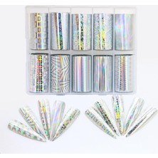 Zemira 10LU Tırnak Süsleme Folyosu Holografik Geometri Dizayn Nail Transfer Folyo WNF-273