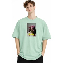 Mooien Blurry - Oversize Erkek Tişört Su Yesılı