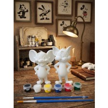 3D Layer Craft Tom ve Jerry Figür Boyama Seti 2 Figür 6 Renk Boya (2 Takım)  4 Fırça Kendin Boya Hobi Seti