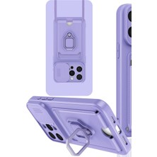 Royaleks Apple Iphone 15 Pro Kılıf Zuma Kartvizitli Yüzüklü Silikon - Lila