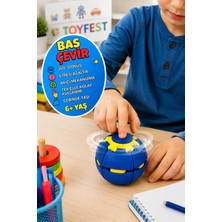 Toyfest Press Spin Ball Topaç Bas Çevir Stres Topu 360° Dönen Fidget Oyuncak Mavi El Parmak Oyuncağı