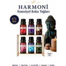 Harmoni Favori Set Esansiyel Uçucu Yağ Buhurdanlık Yağı Hava Nemlendirici Aroma Difüzörü Kokusu Esans 6X10ML