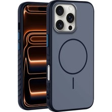 Apple iPhone 16 Pro Max Uyumlu Kılıf Zebana Mono M-Safe Silikon Kılıf Lacivert