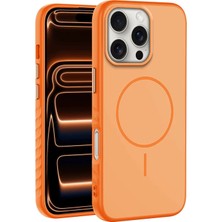 Apple iPhone 16 Pro Max Uyumlu Kılıf Zebana Mono M-Safe Silikon Kılıf Turuncu