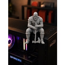 Bct Craft Kratos Bilgisayar Kasa Üstü Figürü – God Of War Temalı 3D Baskı Kasa Süsü, Gamer Masaüstü Dekoru, Monitör ve Raf Figürü