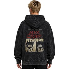 Sevbano Alice Cooper Rock Metal Şarkıcı Baskılı Unisex Oversize Premium Yıkamalı Hoodie Sweatshirt