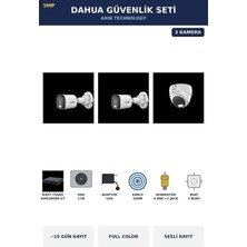 Dahua 3 Kameralı 5mp Güvenlik Kamera Seti 5mp Full Color Sesli Dome+Bullet 1tb ~15 Gün Kayıt