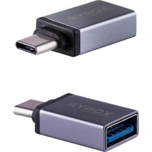 Brf Store Lizbon Center Syrox Type C USB 3.1 To USB 3.0 Dönüştürücü Otg Çevirici Adaptör Metal Macbook, iPad A
