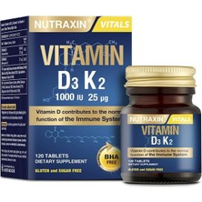 Brf Store Lizbon Center Nutraxin D3K2 120 Tablet - 1000 Iu D3 Vitamini, 25 Mcg K2 Vitamini
