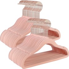 Brf Store Lizbon Center Songmıcs Çocuk Elbise Askısı, 50'li Set, Pembe Altın Kancalı, Kaymaz, Yer Tasarruflu,