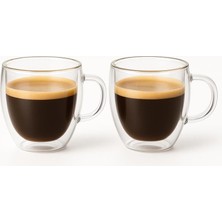 Brf Store Lizbon Center Çift Cidarlı 2’li Kulplu Espresso Fincan Seti 80 ml Şeffaf Espresso Kahve Kupaları, Sh
