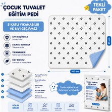 CDE Desenli Çocuk Tuvalet Eğitim Pedi 85 x 100 cm 5 Katlı Yıkanabilir Sıvı Geçirmez Yatak Koruyucu