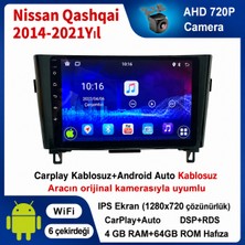 SBAID Nissan Qashqai 2014-2021 Yıl Uyumlu 4GB Ram 64GB Rom Hafıza Android Kablosuz Carplay Navigasyon Multimedya 10 Inç Ekran Hediye Görüş Kamerası Hediye Çerçevesi 4+64