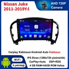 SBAID Nissan Juke 2011-2019 Yıl Uyumlu 4GB Ram 64GB Rom Hafıza Android Kablosuz Carplay Navigasyon Multimedya 9 Inç Ekran Hediye Görüş Kamerası Hediye Çerçevesi 4+64