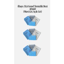 İlbay's Ilbays 3lü Genel Temizlik Bezi 40X60 3 Paket(Mavi,gri,füme)