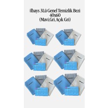 İlbay's Ilbays 3lü Genel Temizlik Bezi 40X60 6 Paket (Mavi,gri,füme)