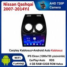 SBAID Nissan Qashqai 2007-2014 Yıl Uyumlu 4GB Ram 32GB Rom Hafıza Android Kablosuz Carplay Navigasyon Multimedya 9 Inç Ekran Hediye Görüş Kamerası Hediye Çerçevesi 4+32